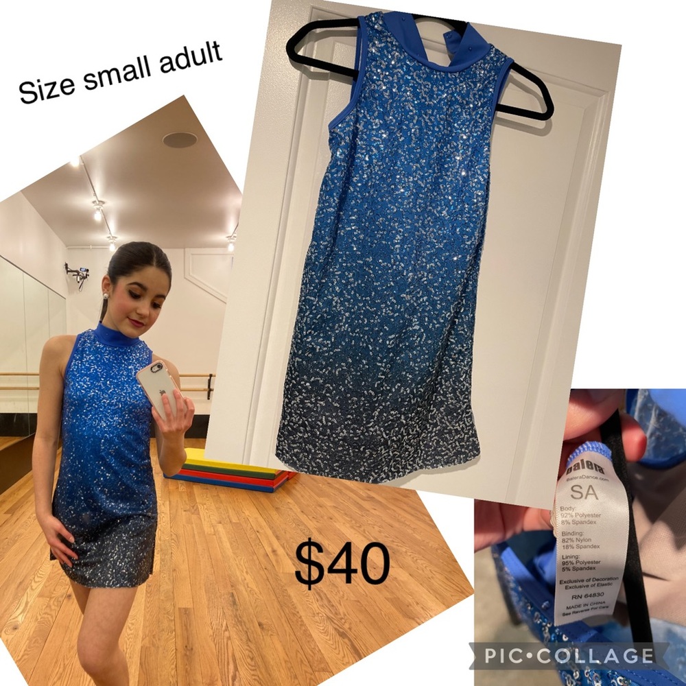 Balera blue ombre sequins dance costume - size small adult